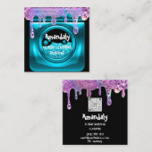 清掃サービスQRCodeランディドリップソープピンクティール(緑がかった色) スクエア名刺 (正面/裏面)