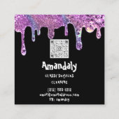 清掃サービスQRCodeランディドリップソープピンクティール(緑がかった色) スクエア名刺 (裏面)