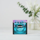 清掃サービスQRCodeランディドリップソープピンクティール(緑がかった色) スクエア名刺 (スタンド正面)