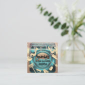 清掃ハウスサービスQRコードは金ゴールド洗濯物を乾燥 スクエア名刺 (スタンド正面)