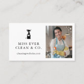 清掃ミニマルとメイドサービス写真とQrコード 名刺 (正面)