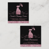 清掃メイドジャニカきらめくルスプレーバラ金ゴールド スクエア名刺 (正面/裏面)