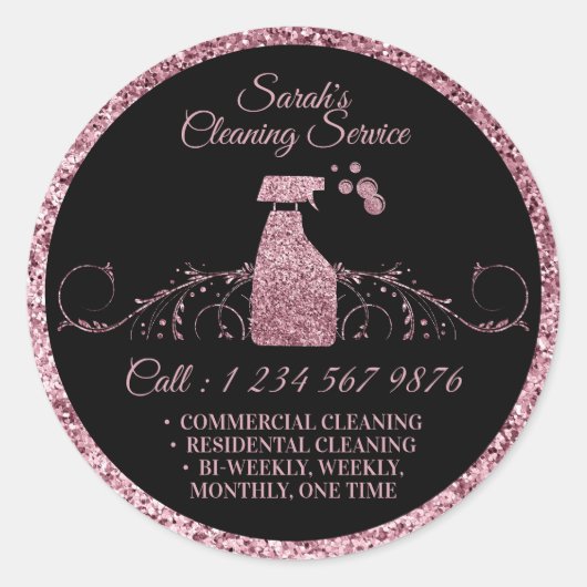 清掃メイドジャニクルージョナルスパークルグリッターバラ金ゴールド ラウンドシール (正面)