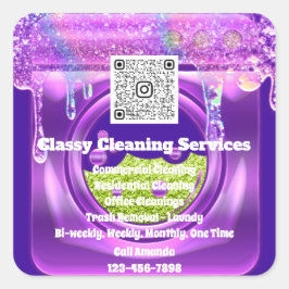 清掃メイドハウスキーパーQRCodeロゴが紫に乾く スクエアシール