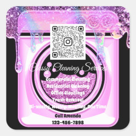 清掃メイドハウスキーパーQRCodeロゴブラック スクエアシール