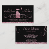 清掃メイド清掃きらめく用ピンクブラック 名刺 (正面/裏面)