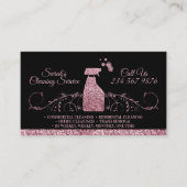 清掃メイド清掃きらめく用ピンクブラック 名刺 (正面)