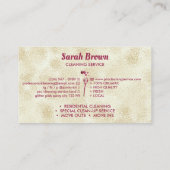 清掃メイド清掃きらめく用ピンク金ゴールド 名刺 (裏面)