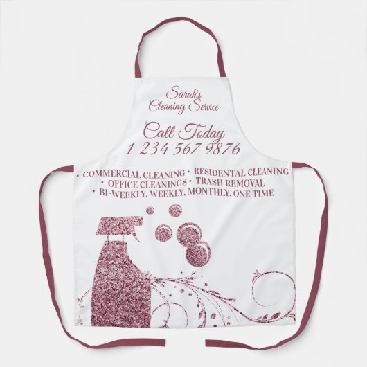 清掃メイド清掃シンプル用スプレーピンクの渦巻き エプロン (正面)