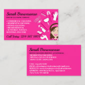 清掃メンテナンスの女性を清掃する 名刺 (正面/裏面)