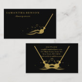清掃モダンサービスつや消しブラックメタル金ゴールド 名刺 (正面/裏面)