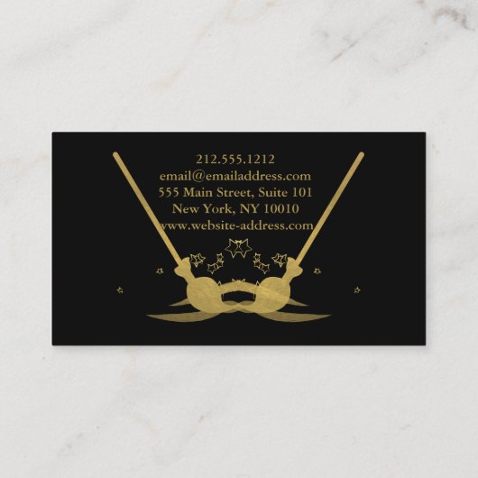 清掃モダンサービスつや消しブラックメタル金ゴールド 名刺 (裏面)