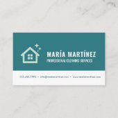 清掃モダンサービスのロゴティール（緑がかった色）プロフェッショナル 名刺 (正面)