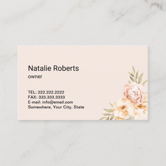 清掃モダンサービス赤面ピンクフローラメイド 名刺 (裏面)