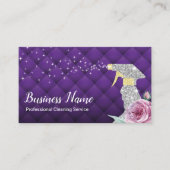 清掃モダンサービス銀スプレーラグジュアリーパープル 名刺 (正面)