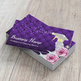 清掃モダンサービス銀スプレーラグジュアリーパープル 名刺
