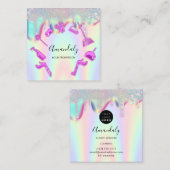 清掃会社のオフィスのサービスロゴホログラフィードリップ スクエア名刺 (正面/裏面)