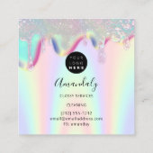 清掃会社のオフィスのサービスロゴホログラフィードリップ スクエア名刺 (裏面)