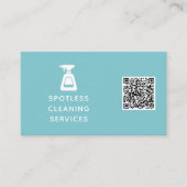 清掃会社QRコードスプレーボトルアクアブルー 名刺 (正面)