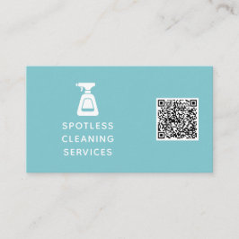 清掃会社QRコードスプレーボトルアクアブルー 名刺