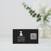 清掃会社QRコードスプレーボトルブラック 名刺 (スタンド正面)