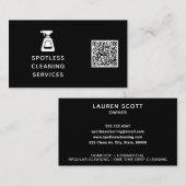 清掃会社QRコードスプレーボトルブラック 名刺 (正面/裏面)