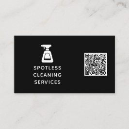 清掃会社QRコードスプレーボトルブラック 名刺