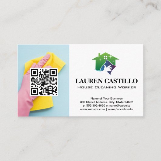 清掃作業員 | QR名刺 名刺 (正面)