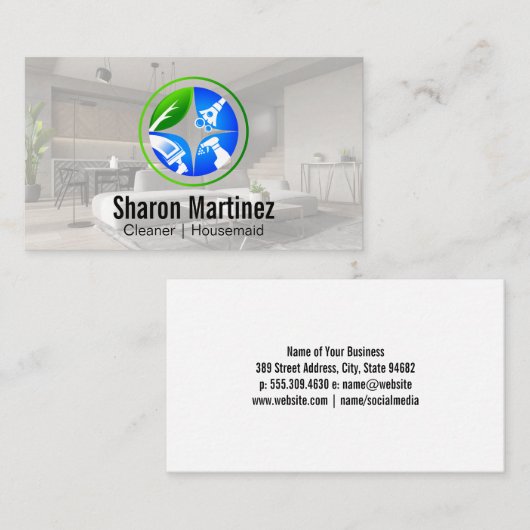清掃係 |ハウスクリーナーサービス 名刺 (正面/裏面)
