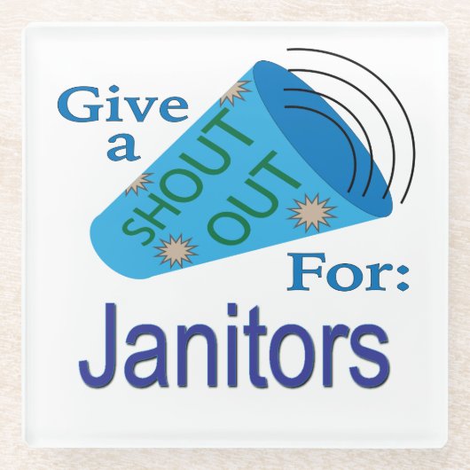 清掃員のために大声で叫ぶ ガラスコースター (正面)