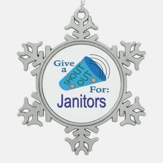 清掃員のために大声で叫ぶ スノーフレークピューターオーナメント (正面)