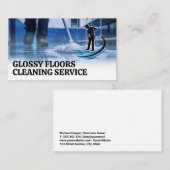 清掃員のモッピング | フロアクリーニングサービスロゴ 名刺 (正面/裏面)