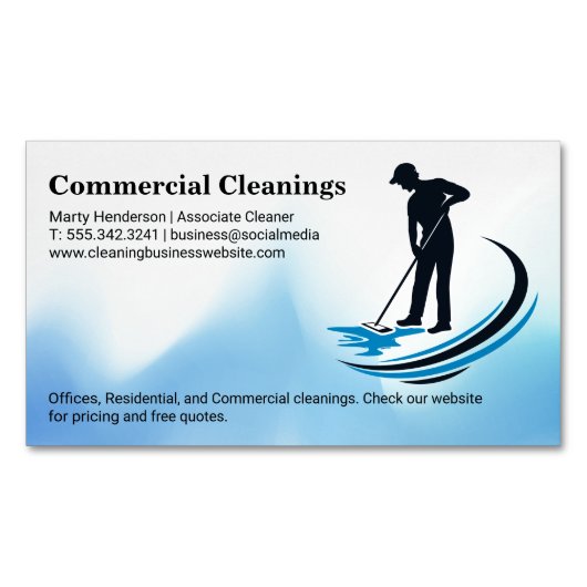 清掃員のモッピング | ホームクリーニング マグネット名刺 (正面)