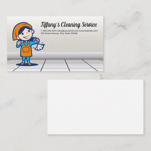 清掃女性の発塵 |タイル床 名刺 (正面/裏面)