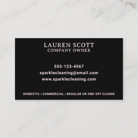 清掃用クリーナモップ及びバケットピンクフェイクグリッター 名刺 (裏面)