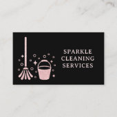 清掃用クリーナモップ及びバケットピンクフェイクグリッター 名刺 (正面)