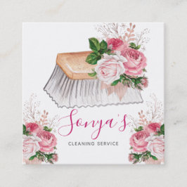 清掃用フローラ水彩ブラシ スクエア名刺