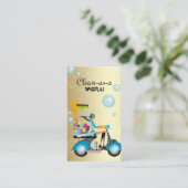 清掃用名刺スクーター少女金ゴールド 名刺 (スタンド正面)