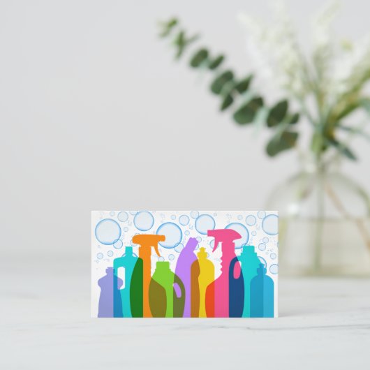 清掃用品カラフル住宅清掃サービス 名刺 (スタンド正面)