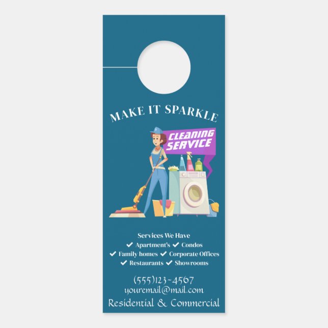 清掃用品バケット清掃サービス ドアノブサイン (正面)