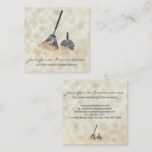 清掃金ゴールドスパークルメイドボス スクエア名刺 (正面/裏面)