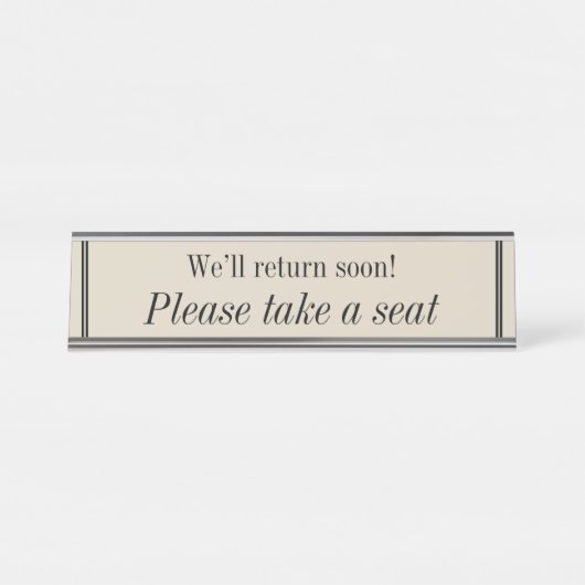 清浄エレガントで「どうぞ座れ」 デスクネームプレート (正面)