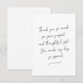 清潔でおしゃれな手書きスクリプト ブラック&ホワイト サンキューカード (正面/裏面)