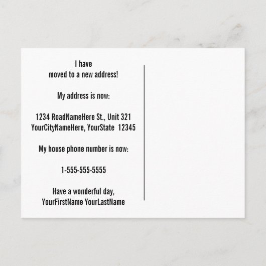 清潔でエレガント、そして上品な新居のポストカード 案内ポストカード (裏面)