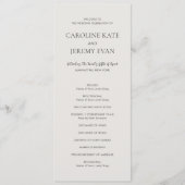 清潔でニュートラルなエレガントな結婚式 プログラム (正面)