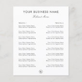 清潔でミニマルなレストランの持ち帰りメニューとロゴ チラシ (正面)