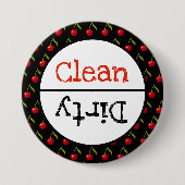 清潔で汚い食洗機皿のお知らせ 缶バッジ (正面)