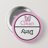 清潔で汚い食洗機皿のお知らせ 缶バッジ (正面&裏面)