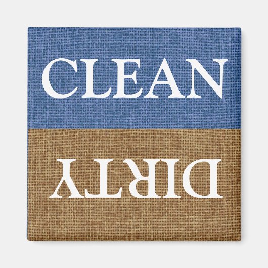 清潔で汚い、青と茶色のバーラップフェイク マグネット (正面)