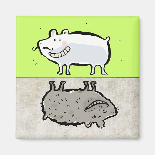 清潔で汚れた動物(食洗機) マグネット (正面)